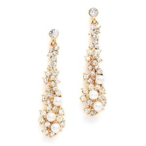 Bridal Crystal + Pearl Waterfall Earrings